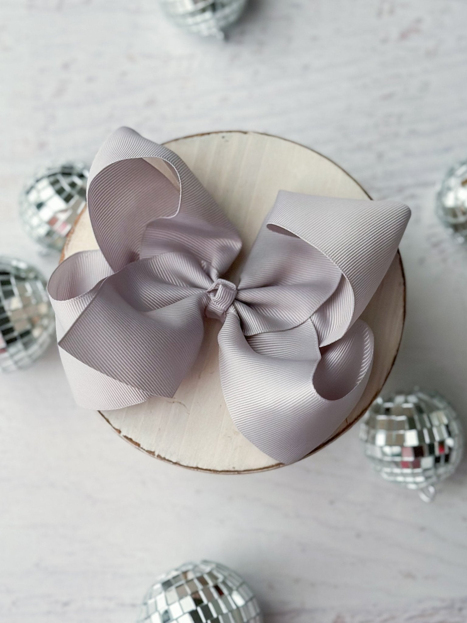 Silver Oversize Grosgrain Hair Bow