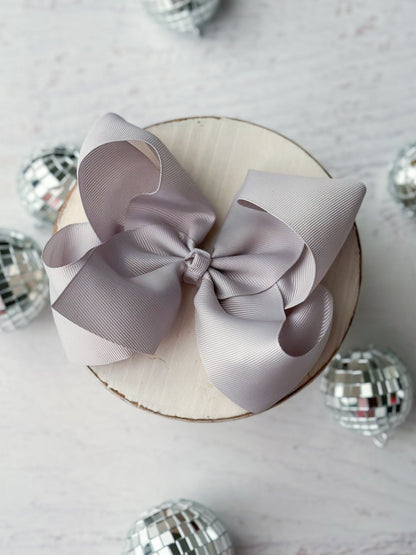 Silver Oversize Grosgrain Hair Bow