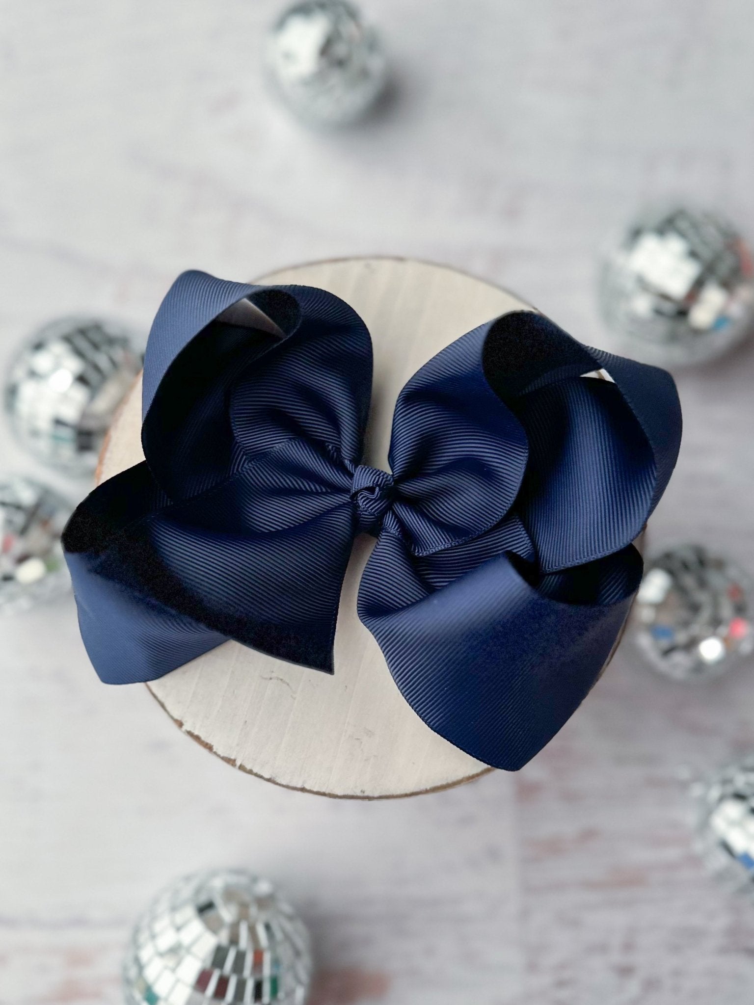 navy Oversize 5.5" hair bow for girls