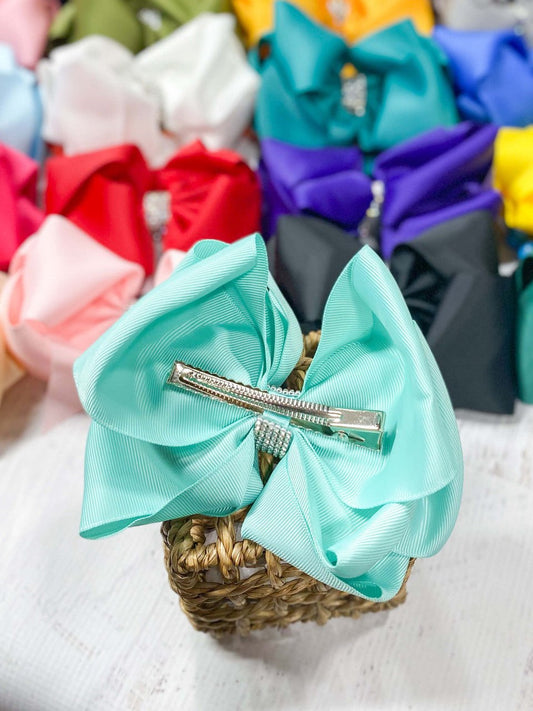 Back of Texas Size rhinestone center hair bows - Alternative view