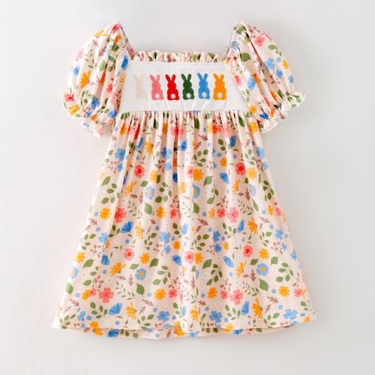 Pastel Bunny Garden Smocked Easter Dress for The hair bow company