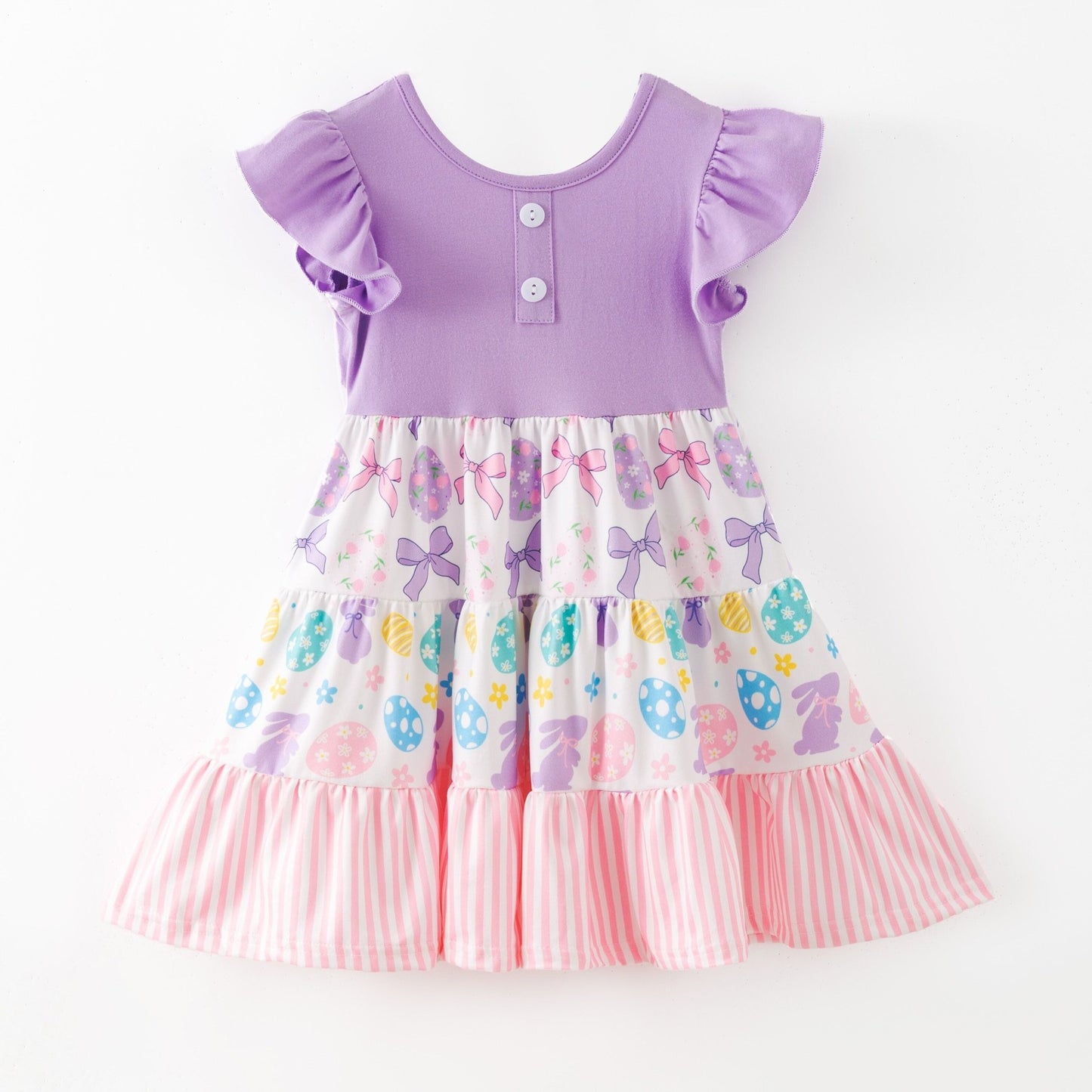 Pastel Bunnies Tiered Easter Twirl Dress girls boutique outfit set from The Hair Bow Company