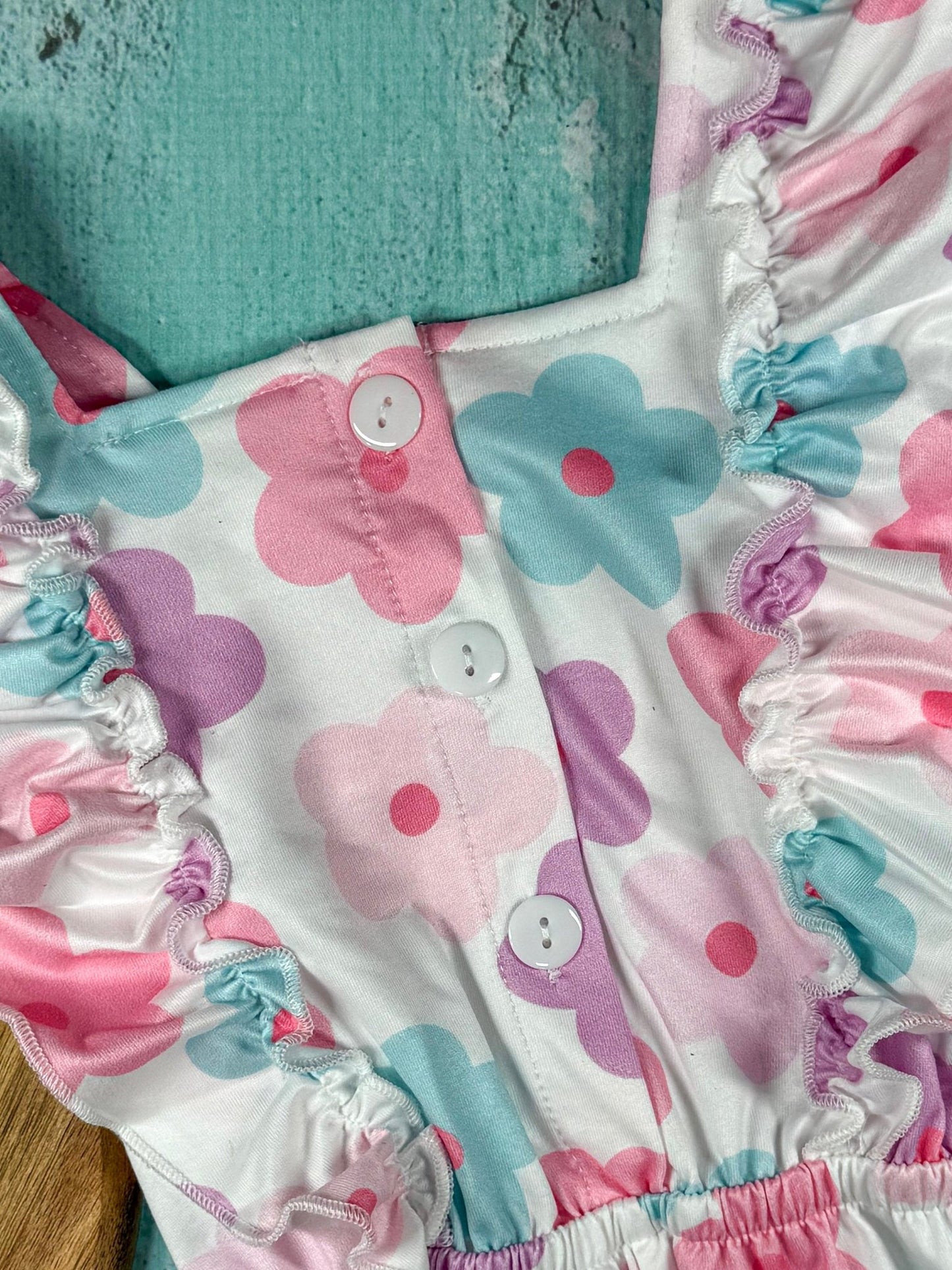 Close up Pastel Summer Flowers Romper
