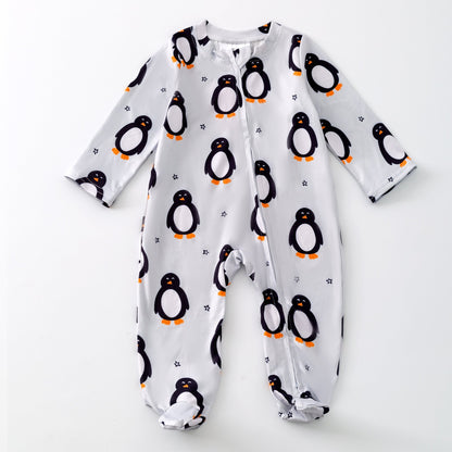 Baby boy penguins galore Christmas onesie