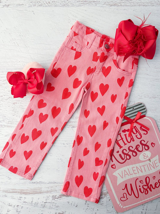 Pink Heart Denim Jeans