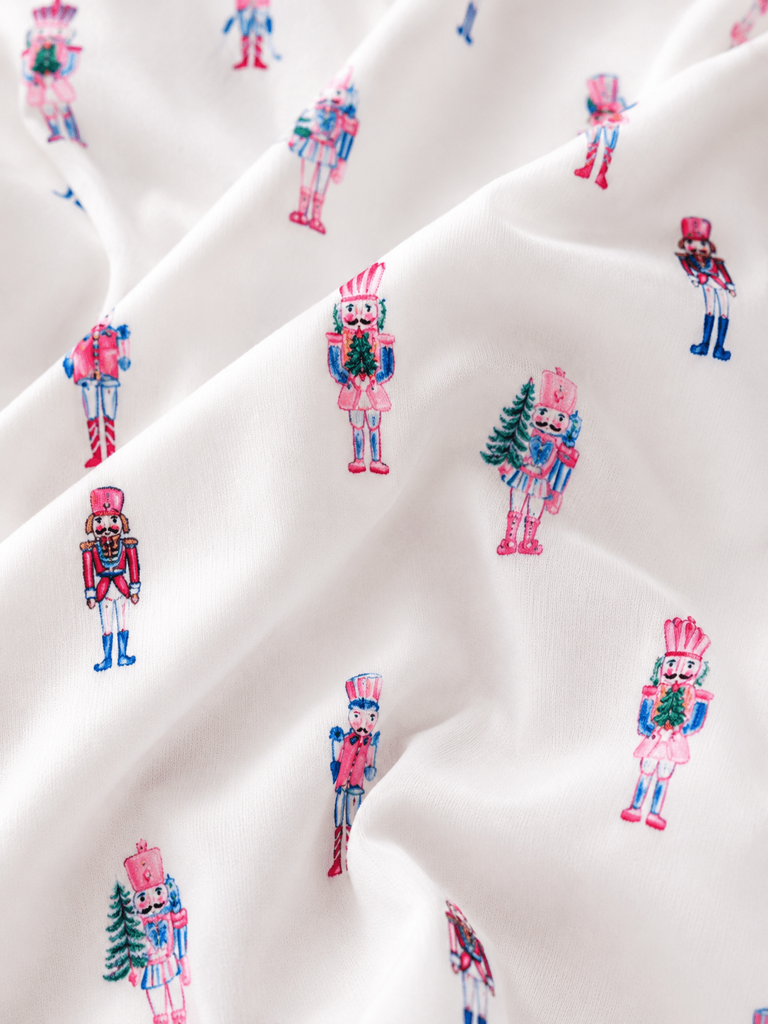zoom in image of pink nutcracker fabric
