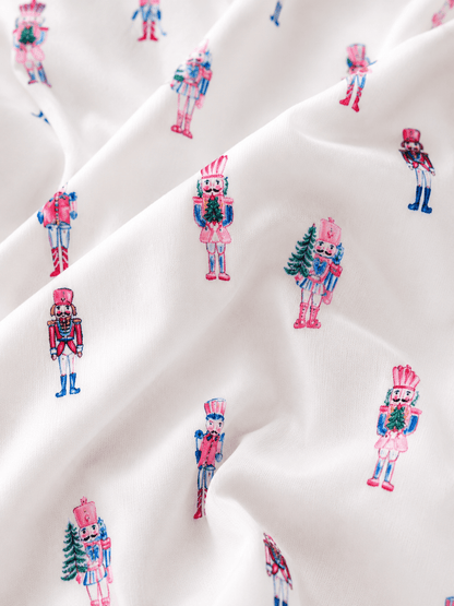 zoom in image of pink nutcracker fabric