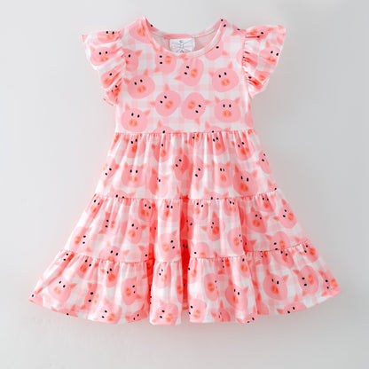 Pink Pig Gingham Tiered Dress