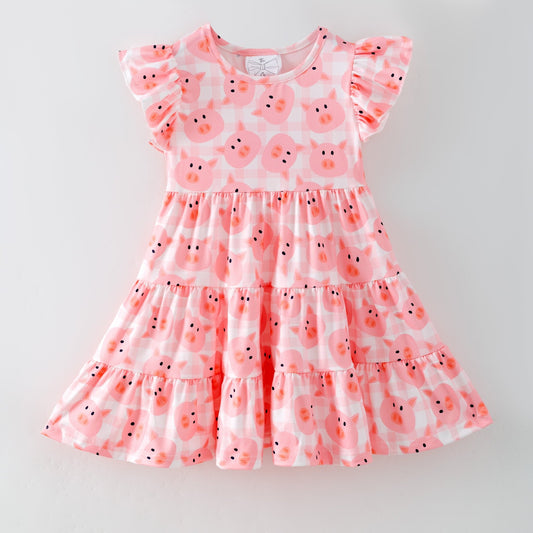 Pink Pig Gingham Tiered Dress