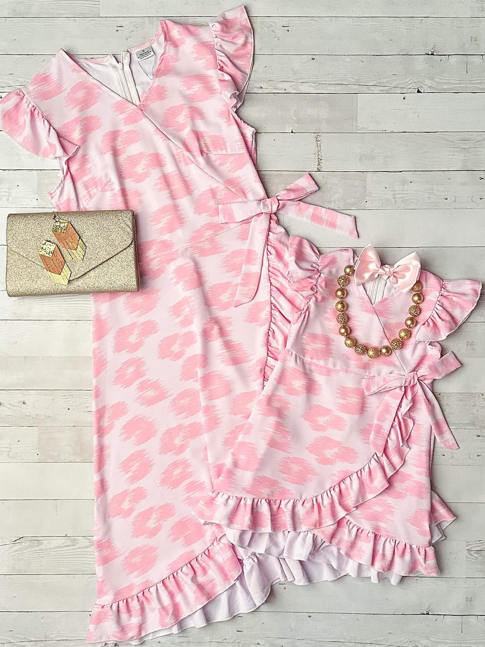 Mommy & Me Pink Ruffled Dress 