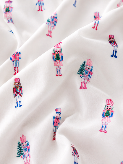 zoom in image of pink nutcracker fabric
