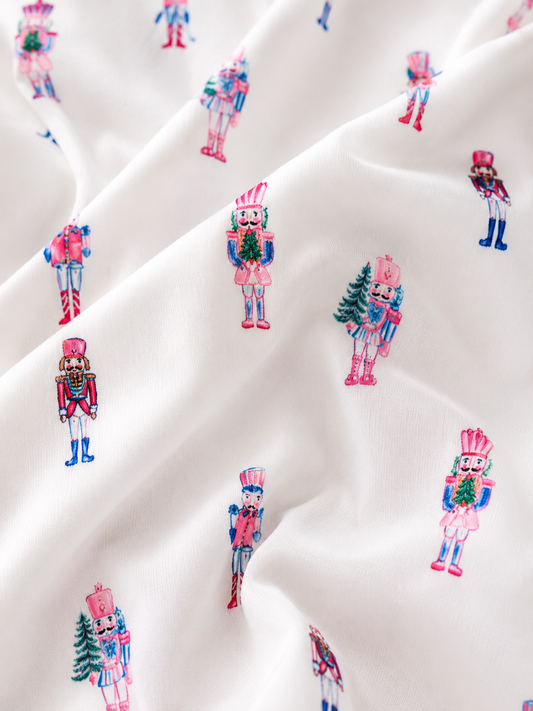 zoom in image of pink nutcracker fabric - Alternative view