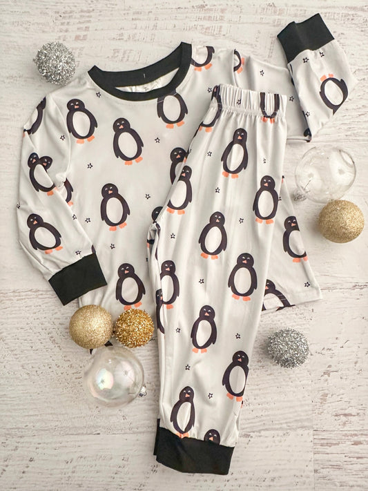 Boys polar penguin print Christmas pajama set
