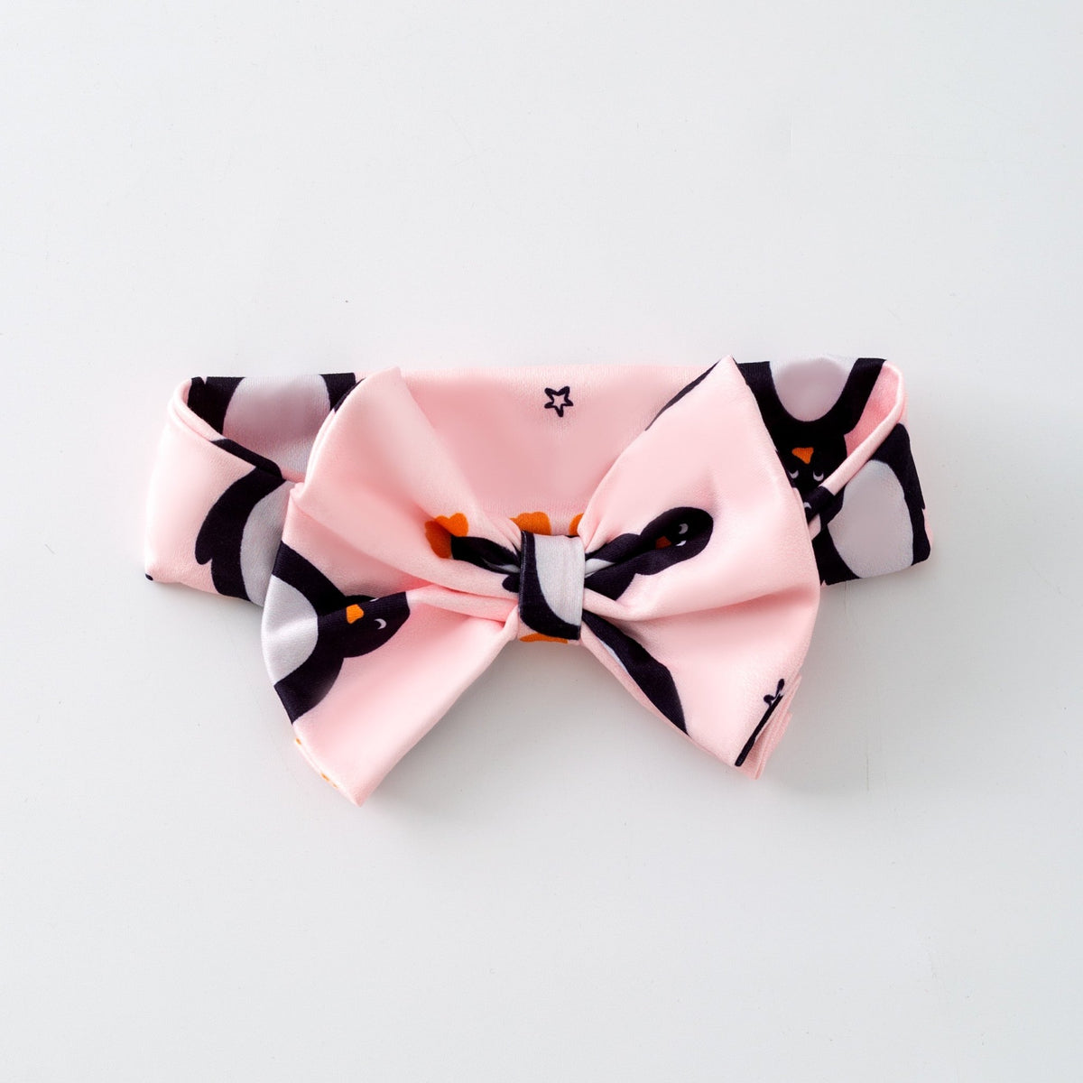 Polar penguins holiday print fabric bow headband