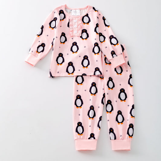 Girls polar penguin Christmas pajamas