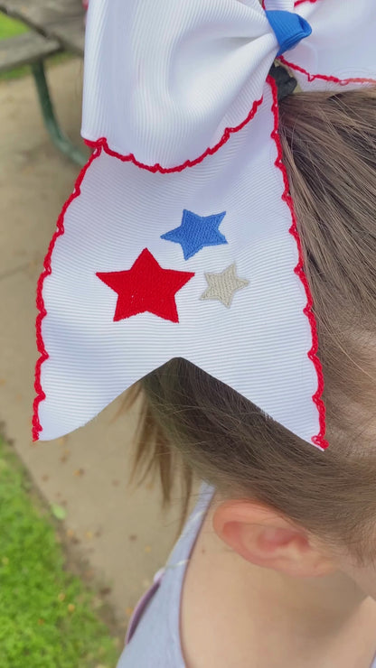 Stars Embroidered Cheer Bow
