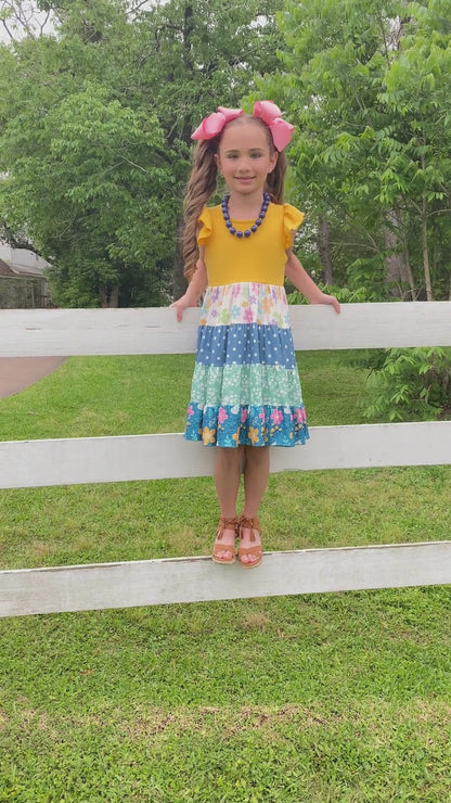 Yellow Tiered Floral Dress
