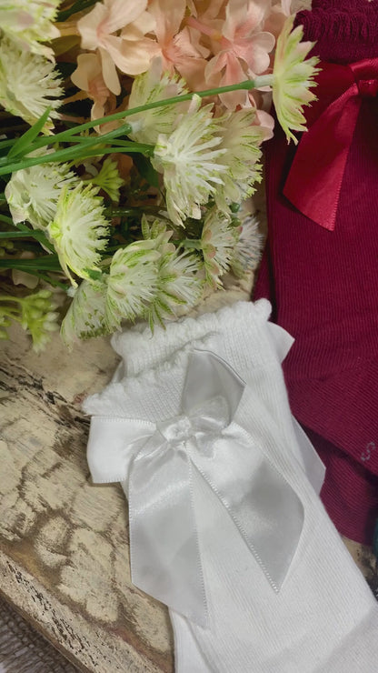 White Bow Socks