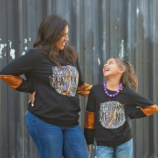 Spooky mama and mini sequin halloween tops video