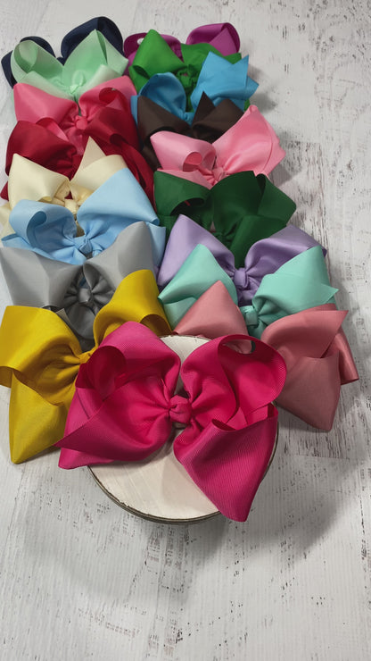 Texas Size Grosgrain Hair Bow - Alligator Clip - 6.5" - 36 colors