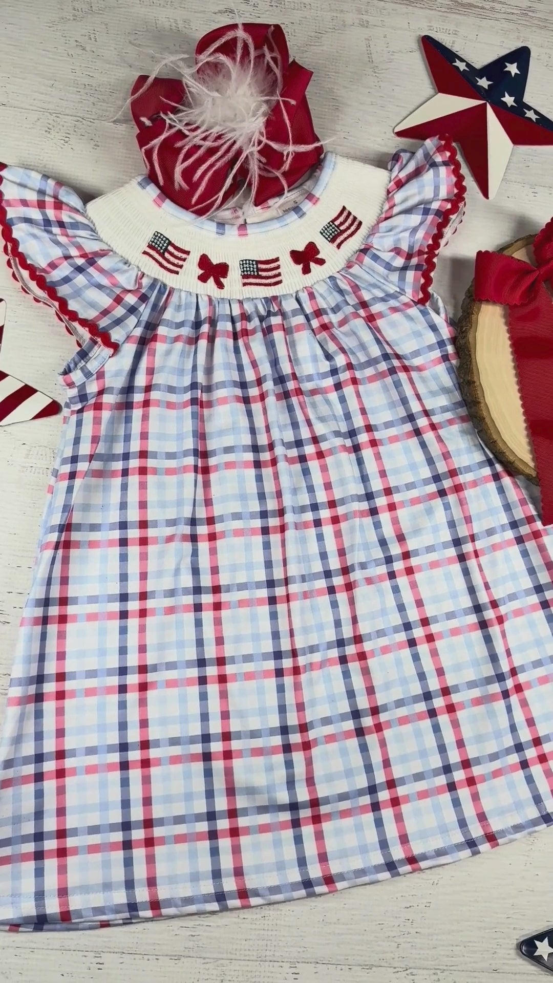 video of the Red, White, & Blue Plaid Dress