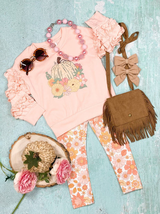 Pumpkin & Flowers Pants Set
