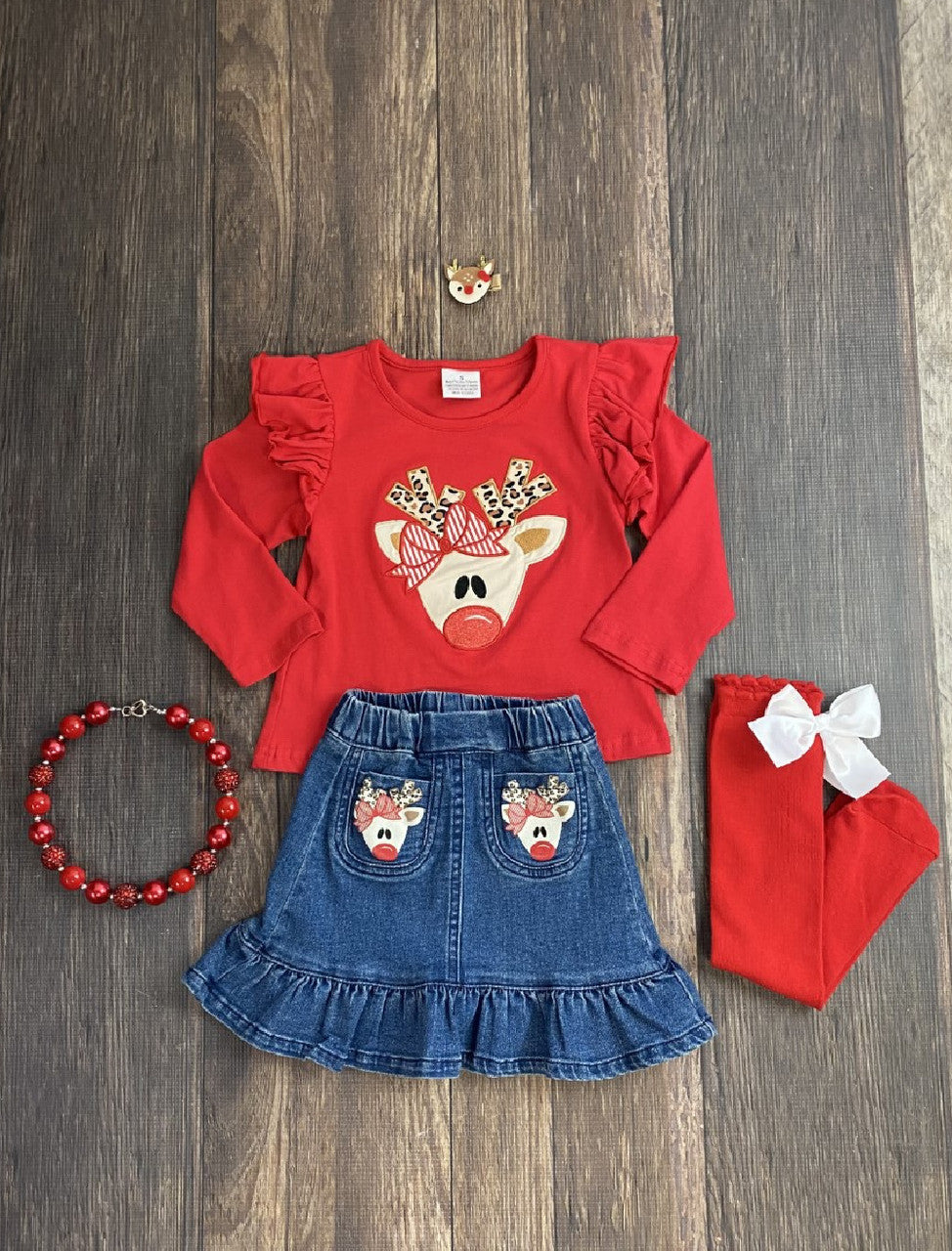 Red denim skirt toddler cheap