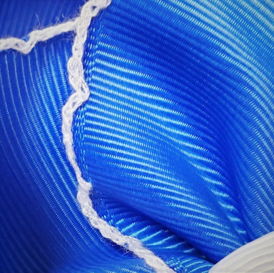 Royal Blue & White Moonstitch Oversized Hair Bow - Alternative view