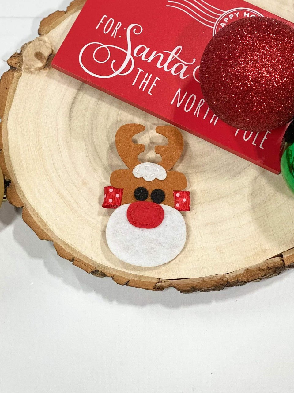 Rudolph the reindeer felt clippie on alligator clip