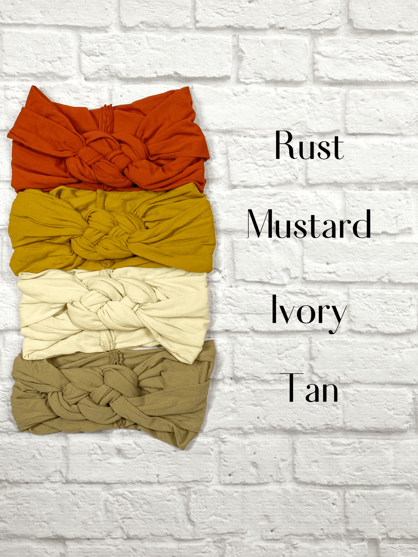 sailor knot headbands for infants in neutral colors
