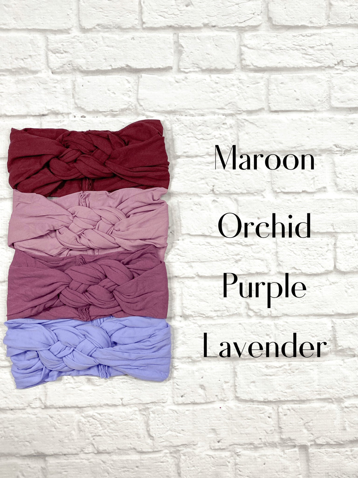 Sailor knot baby headbands in purples