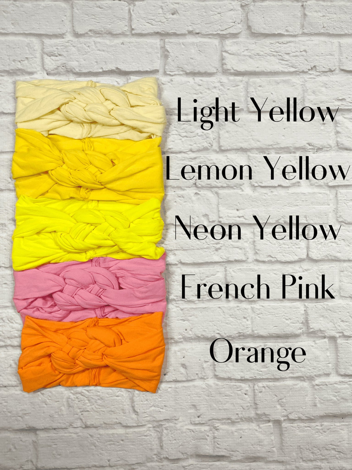 Sailor knot baby headbands in yellows and bright colors