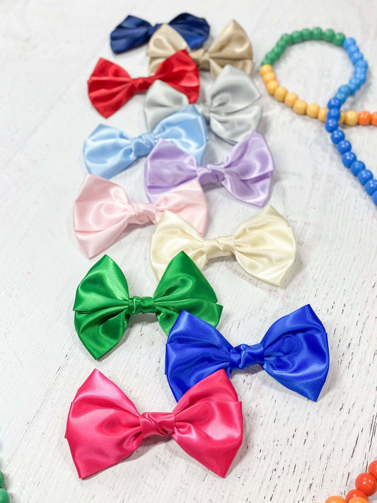 Satin hair bows in assorted colors