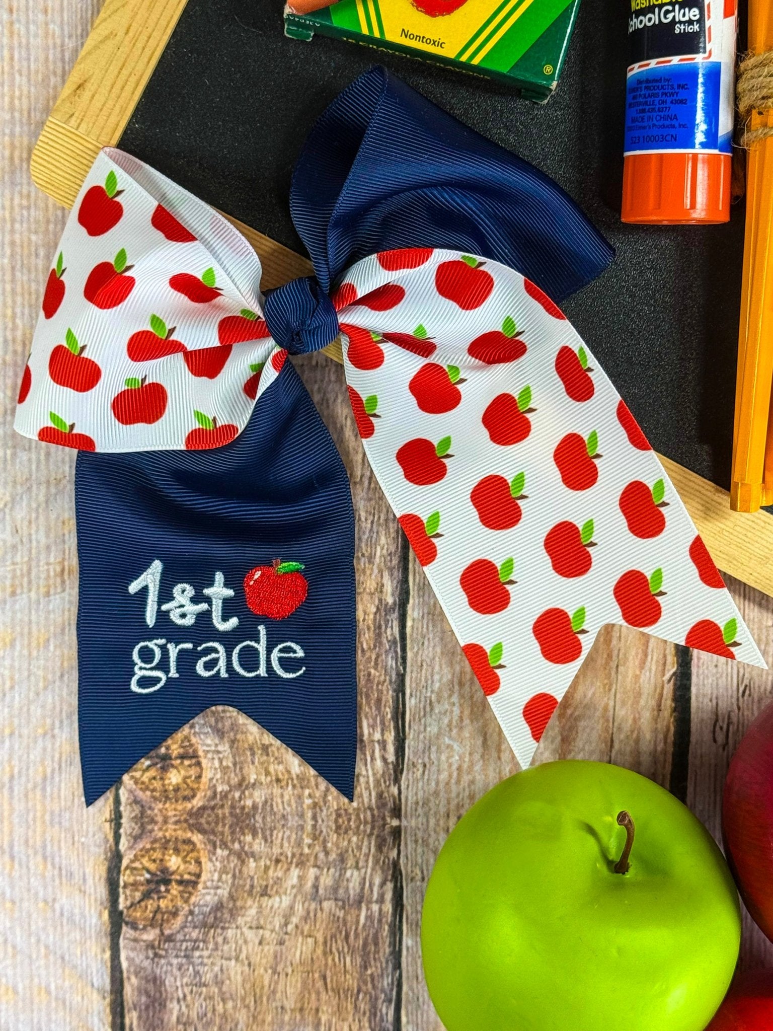 1st grade School Grade Embroidered Cheer Bow