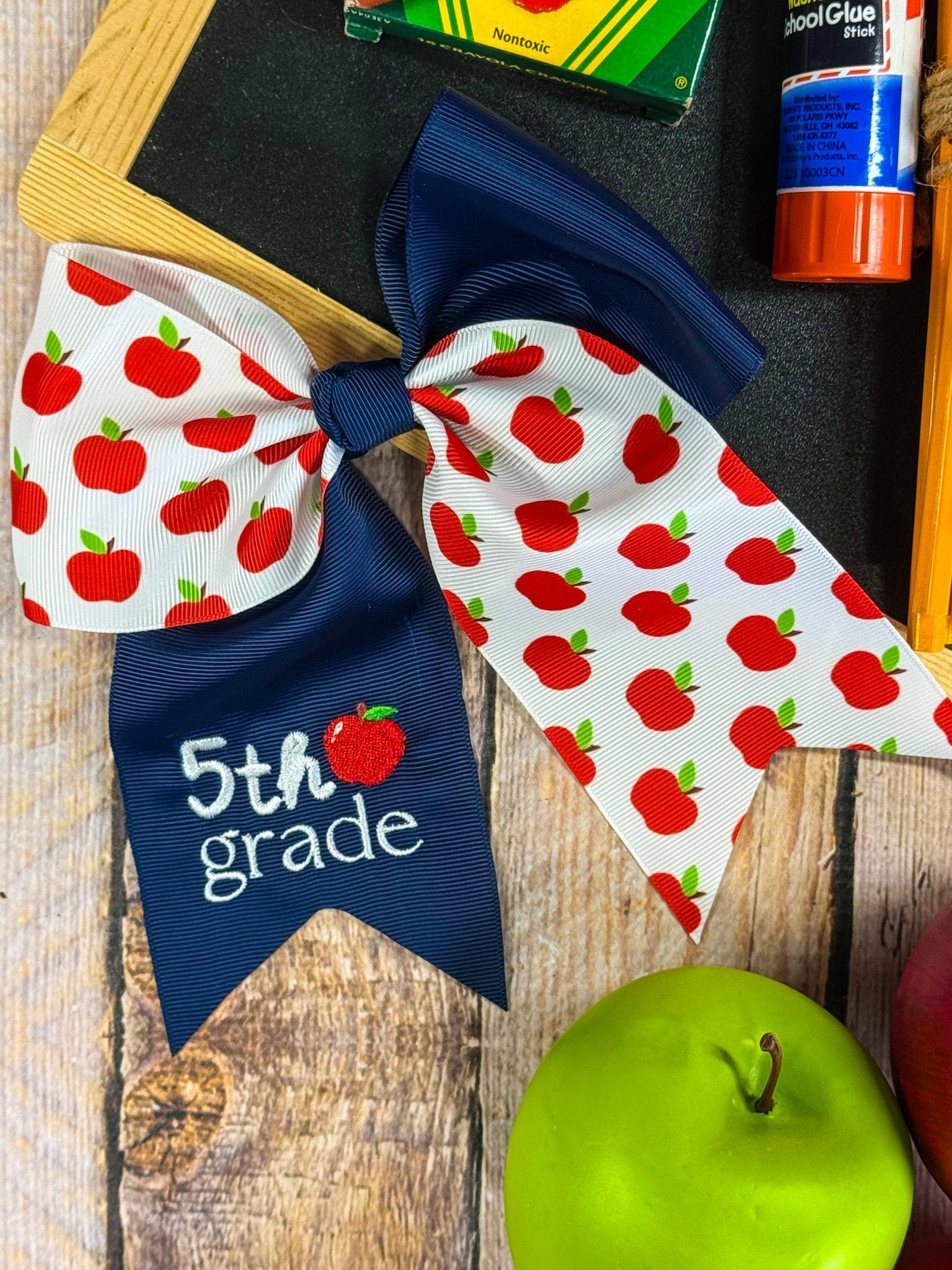 5th grade School Grade Embroidered Cheer Bow