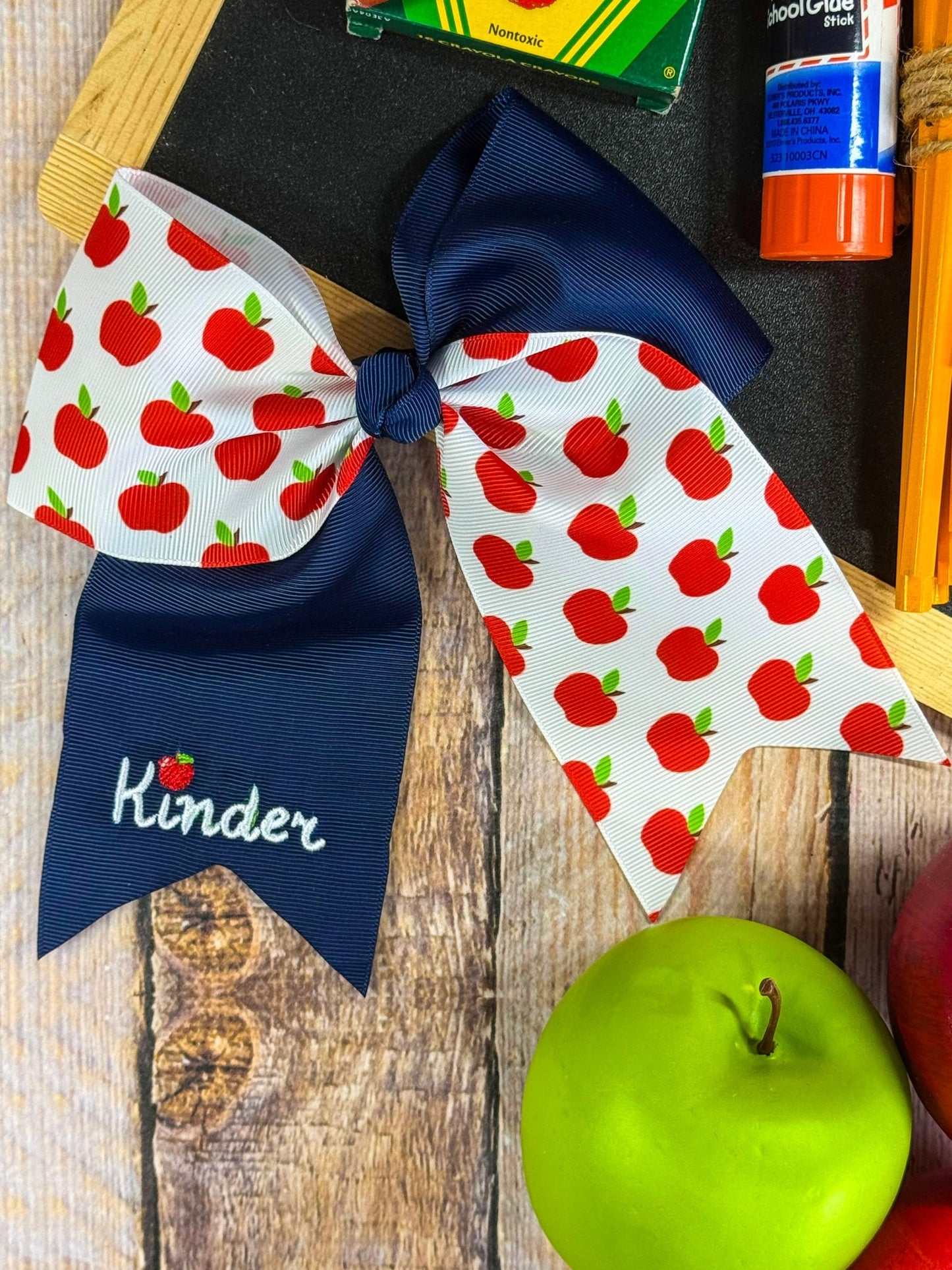 Kindergarten School Grade Embroidered Cheer Bow