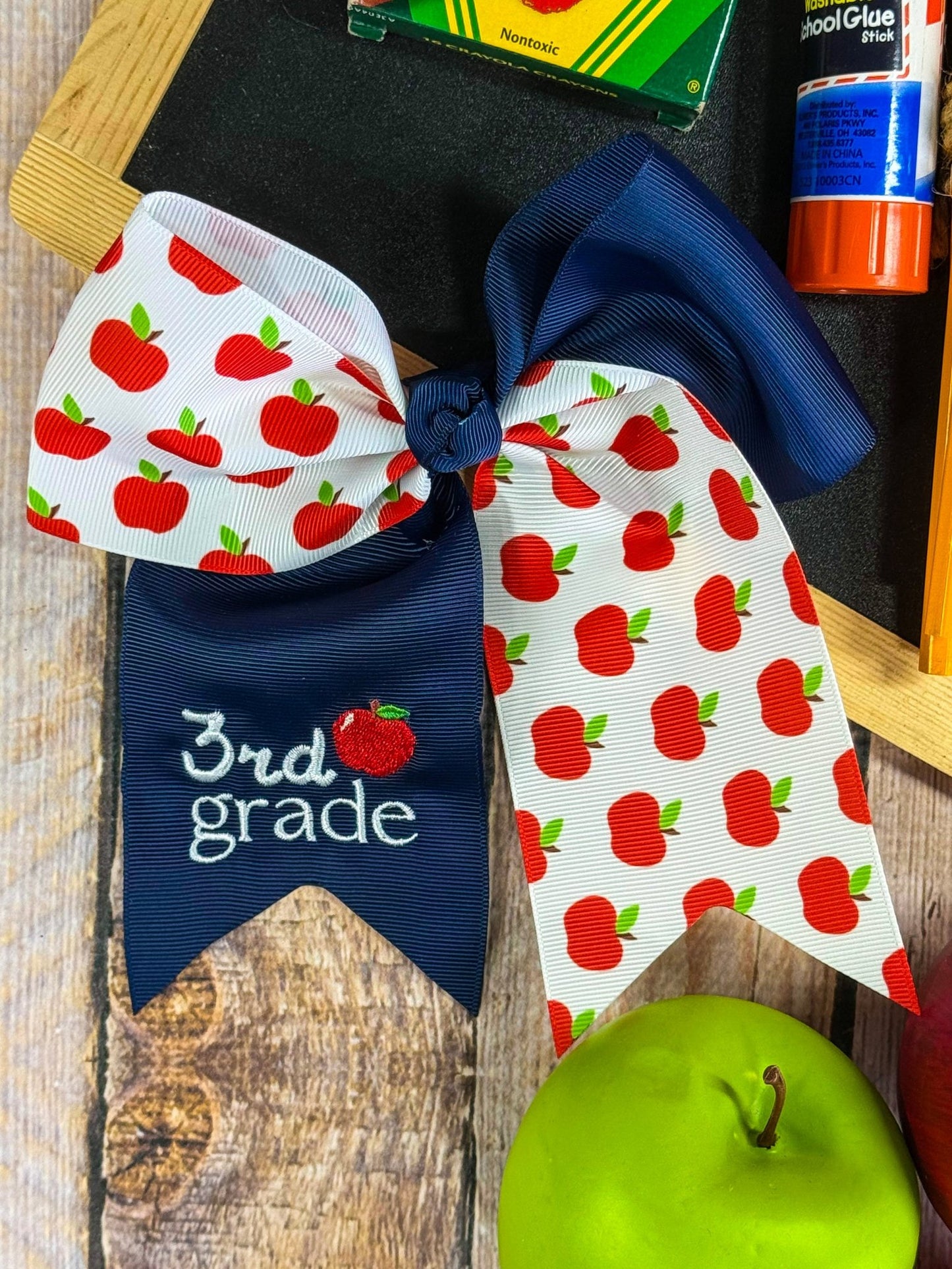 3rd grade School Grade Embroidered Cheer Bow