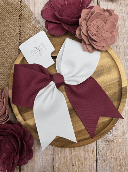 maroon and white school spirit cheer bow