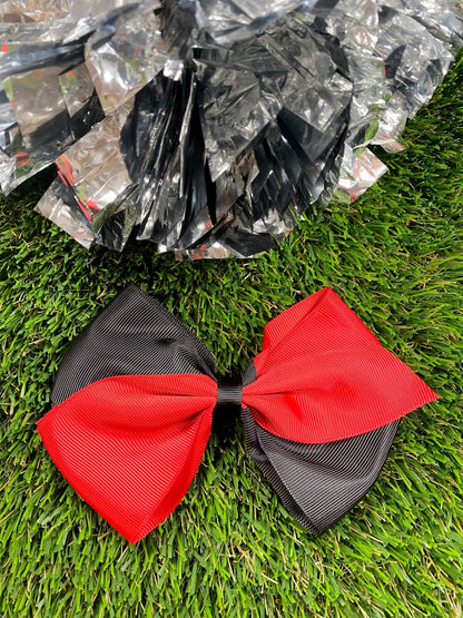 Red and black oversized school spirit hair bow