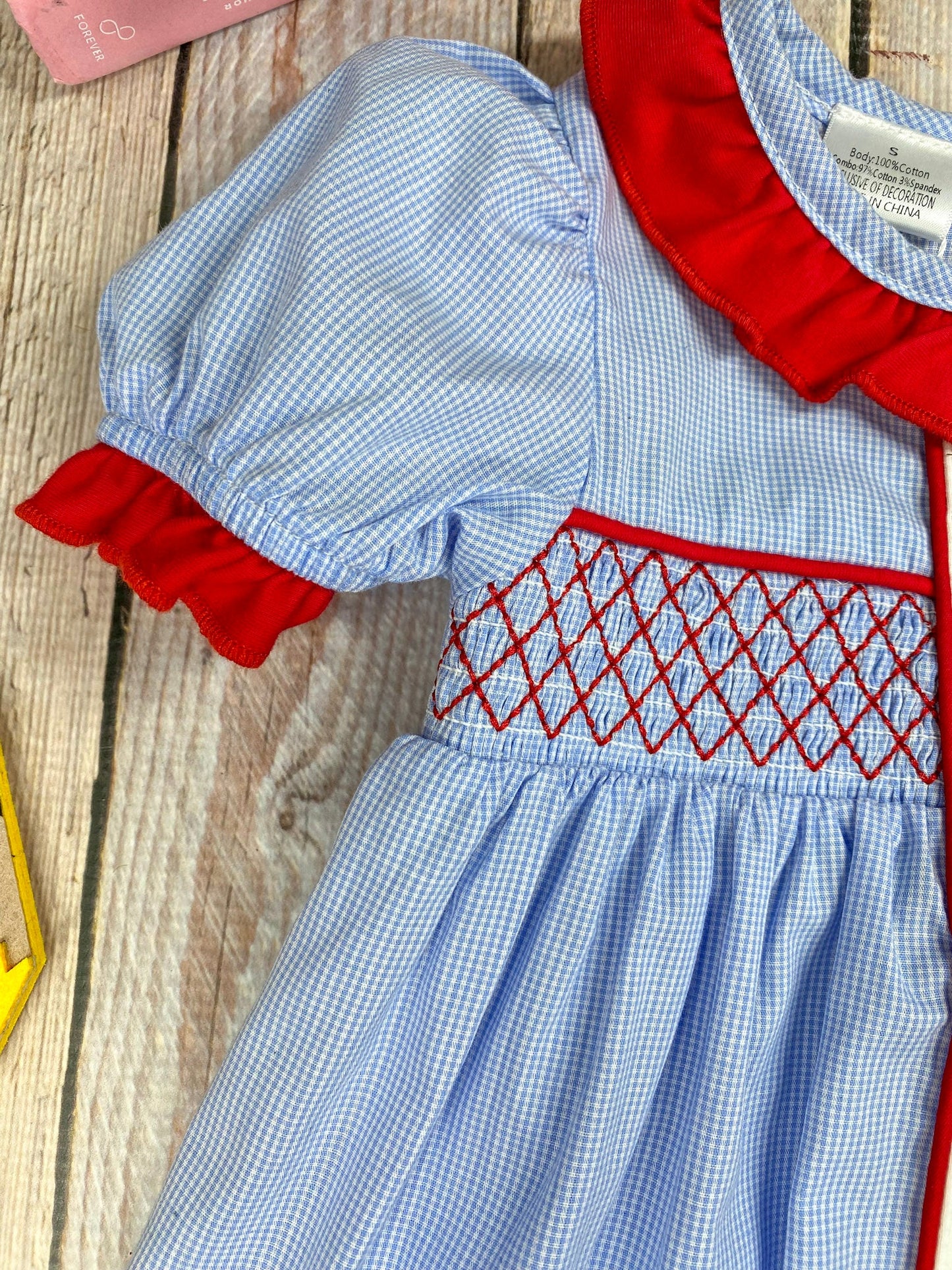 smocking detail on back to school dress
