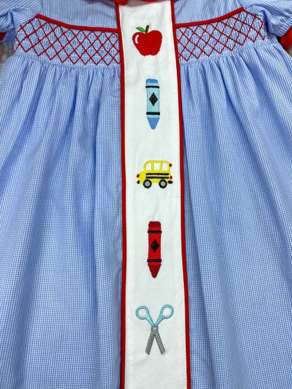back to school dress embroidered close up