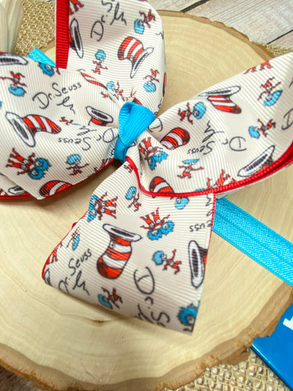 Suess Print Double Layer Headband on a wooden background