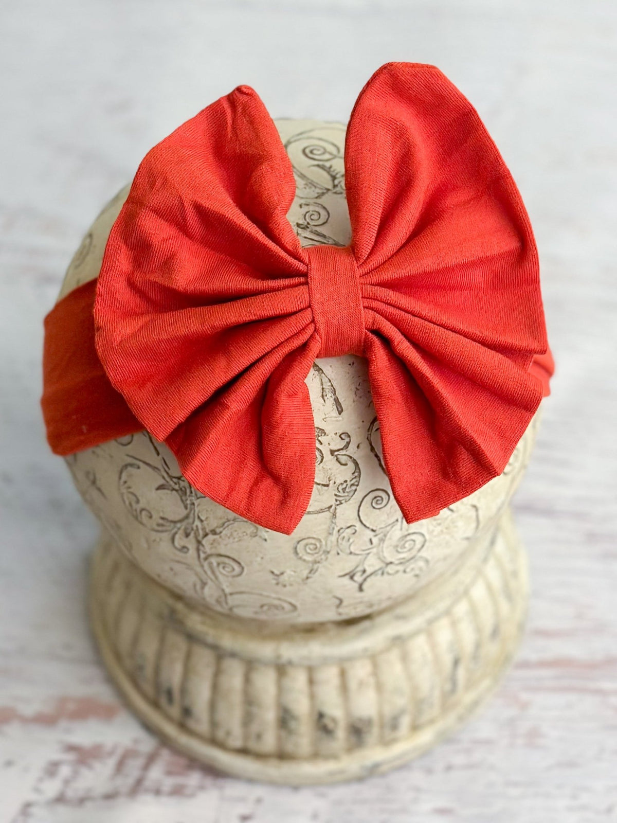 Burnt orange solid fabric bow headband