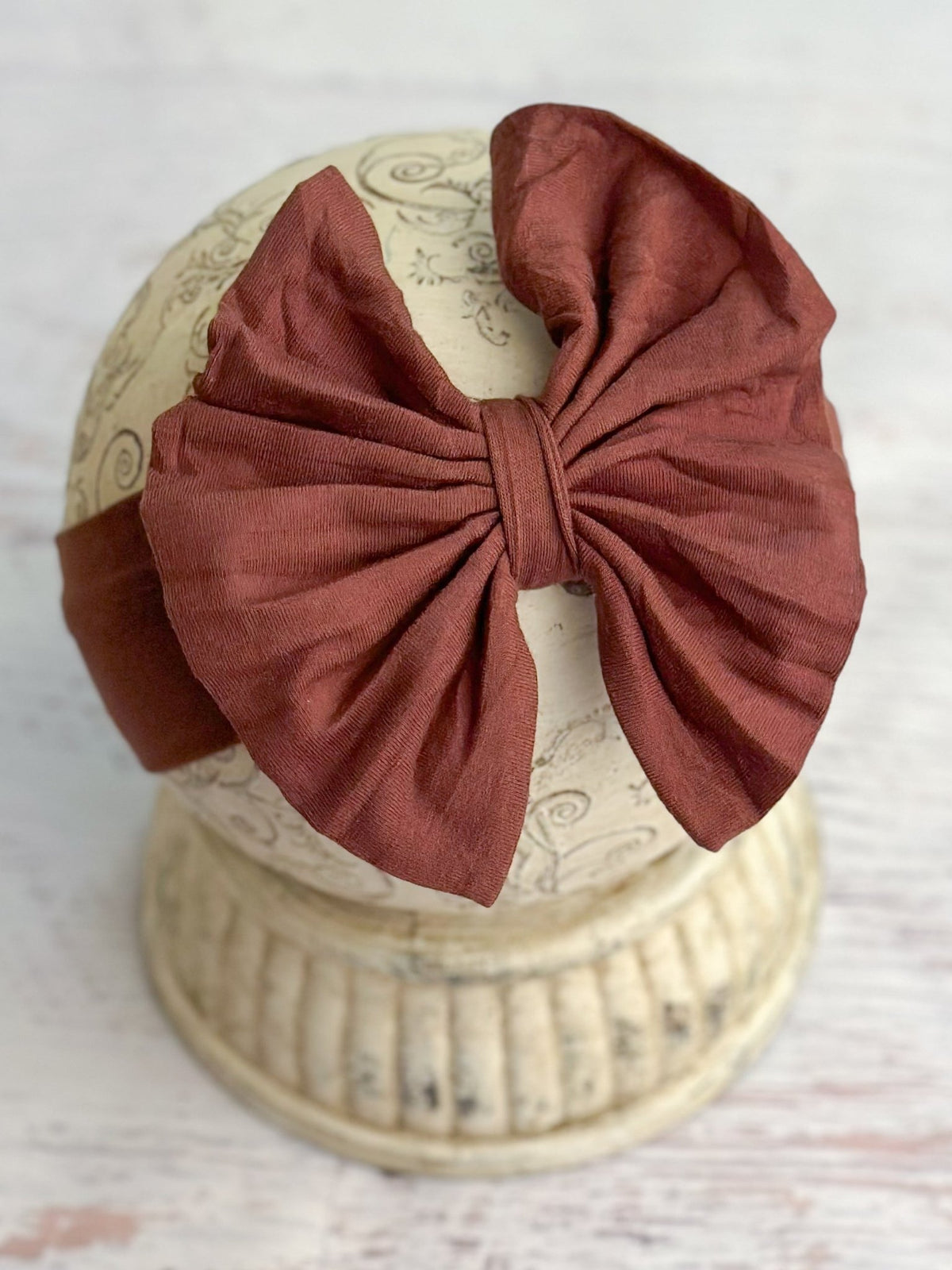 Chocolate brown solid fabric bow headband