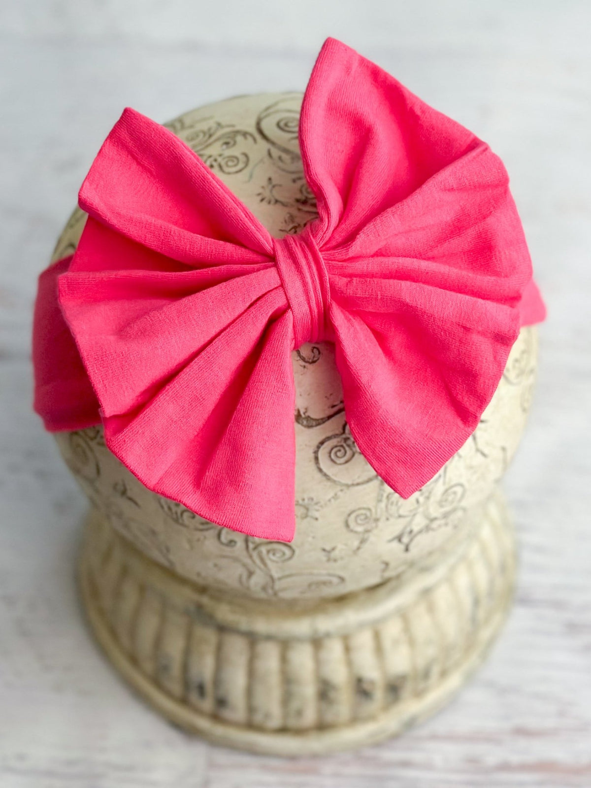 Hot pink solid fabric bow headband