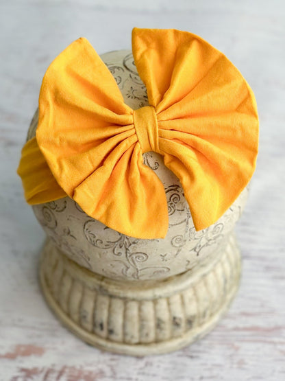 Mustard solid fabric bow headband