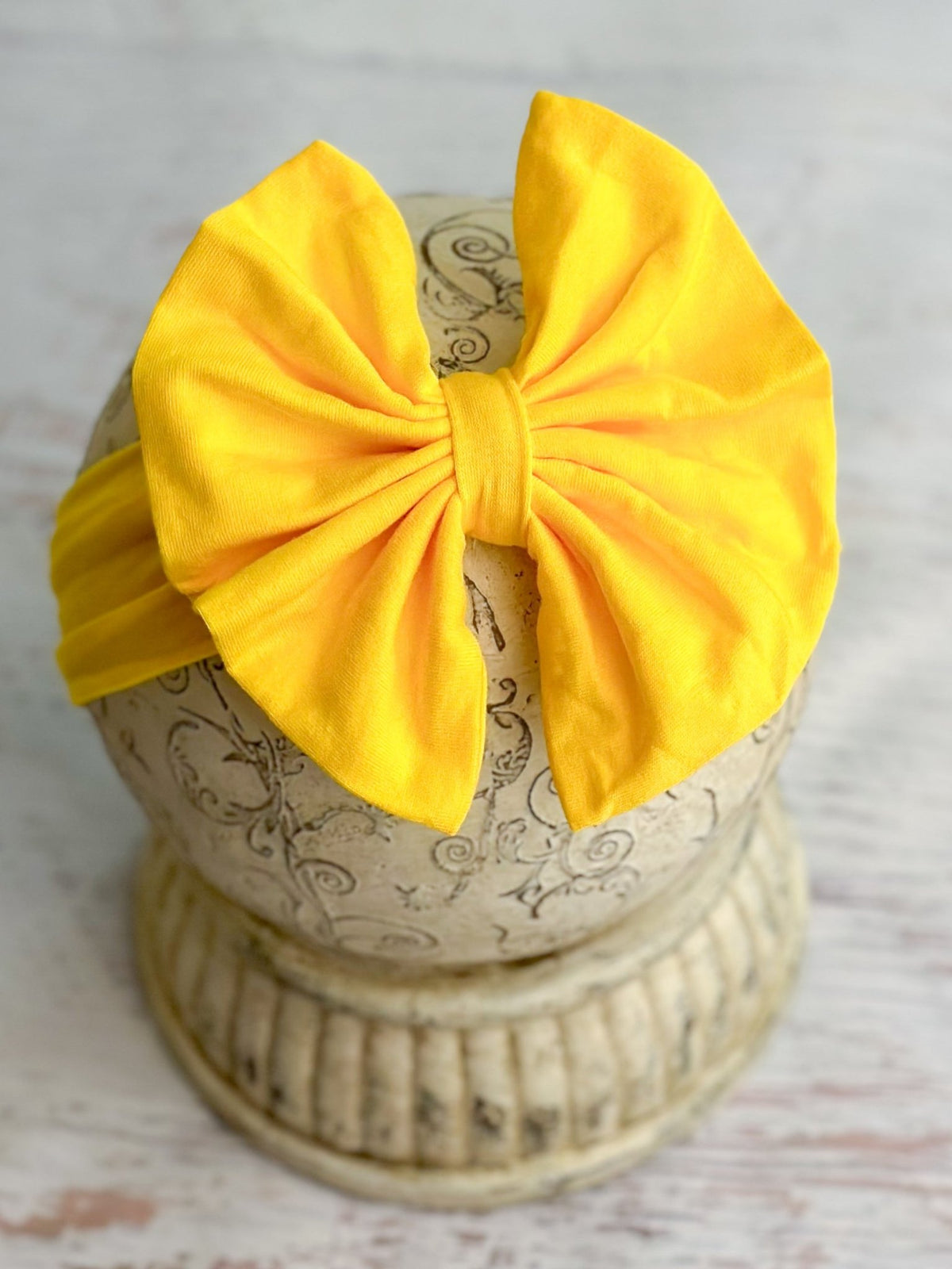 Yellow solid fabric bow headband