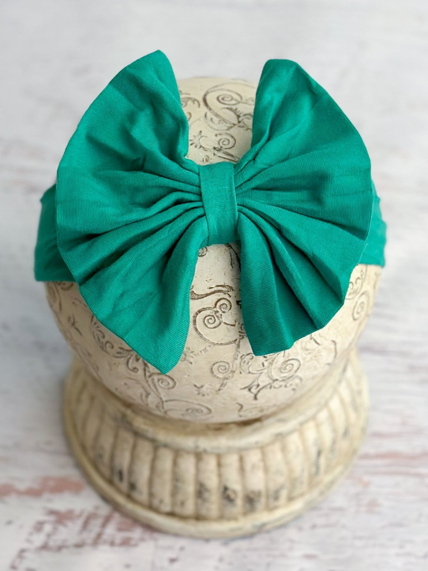 Emerald Solid Fabric Bow Headband