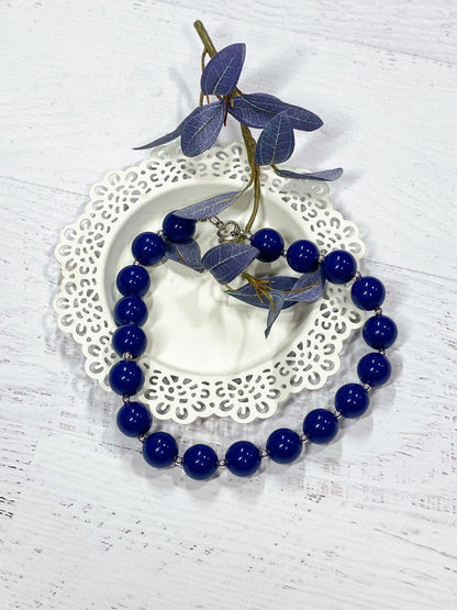 Navy chunky bead necklace