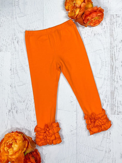 Orange ruffle icing leggings